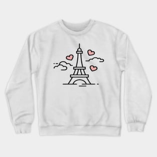 I love Paris, Eiffel Tower - Digital Drawing - Color Crewneck Sweatshirt